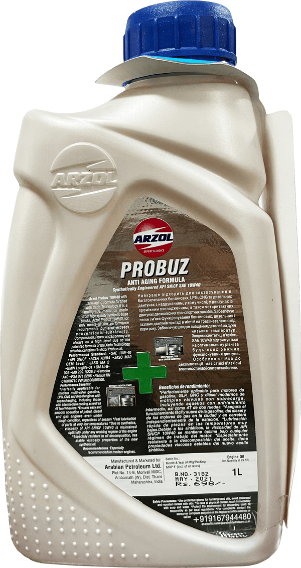 Arzol Probuz Oil 10w40 with XADO Anti Aging Formula SN/CF 1l